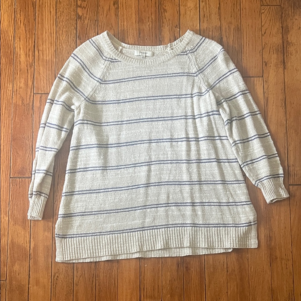 Madewell Cream and Blue Striped Sweater